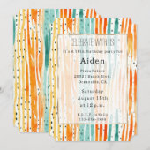 Turquoise Sinaasappels perzik Waterverf Stripes Kaart (Voorkant / Achterkant)