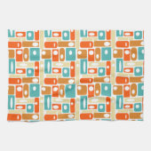 Turquoise Sinaasappels rechthoekig patroon uit het Theedoek (Horizontaal)