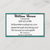 Turquoise Sjabloon Elegant Bold Layout 100 Boxed Visitekaartje (Achterkant)