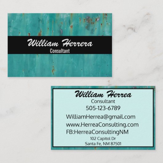 Turquoise Sjabloon Elegant Bold Layout 100 Boxed Visitekaartje (Voorkant / Achterkant)