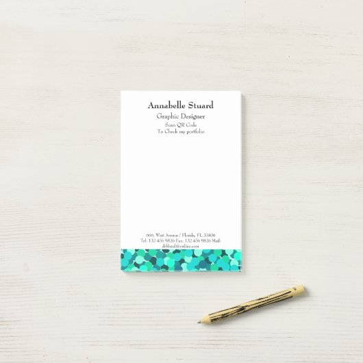 Turquoise sjabloon post-it® notes (Op bureau)