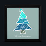 Turquoise Sketchy Christmas Tree Gift Box Cadeaudoosje<br><div class="desc">Cute,  kleurrijk patroon met gekrabbelde kerstbomen. Perfect kerstcadeau.</div>