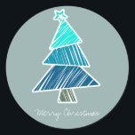 Turquoise Sketchy Christmas Tree Sticker<br><div class="desc">Cute,  kleurrijk patroon met gekrabbelde kerstbomen. Perfect kerstcadeau.</div>