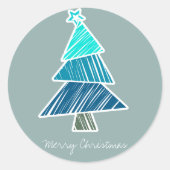 Turquoise Sketchy Christmas Tree Sticker (Voorkant)