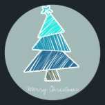 Turquoise Sketchy Christmas Tree Sticker<br><div class="desc">Cute,  kleurrijk patroon met gekrabbelde kerstbomen. Perfect kerstcadeau.</div>