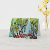 Turquoise Skies Alcohol Ink Boho Landscape Abstrac Kaart (Gele Bloem)
