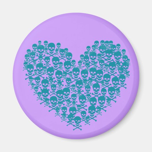 Turquoise Skull Heart Magneet (Voorkant)