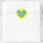 Turquoise Skull Heart Ronde Sticker (Tas)