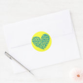 Turquoise Skull Heart Ronde Sticker (Envelop)