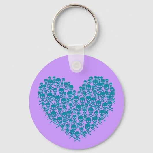 Turquoise Skull Heart Sleutelhanger (Voorkant)