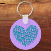 Turquoise Skull Heart Sleutelhanger (Voorkant)