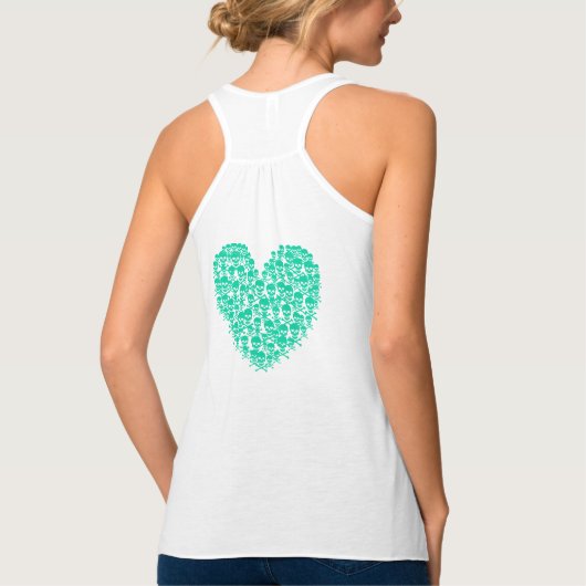 Turquoise Skull Heart Tanktop (Achterkant)