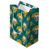 Turquoise Skulls and Sunflower Series Design 10 Medium Cadeauzakje (Voorkant Gekanteld)