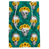 Turquoise Skulls and Sunflower Series Design 10 Medium Cadeauzakje (Voorkant)