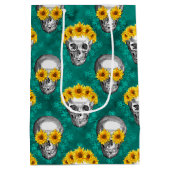 Turquoise Skulls and Sunflower Series Design 10 Medium Cadeauzakje (Achterkant)