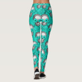 Turquoise Skulls and Sunflower Series Design 11 Leggings (Achterkant)