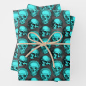 Turquoise Skulls and Sunflower Series Design 1 Inpakpapier Vel (In situ)