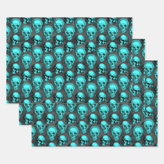 Turquoise Skulls and Sunflower Series Design 1 Inpakpapier Vel (Set)