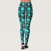 Turquoise Skulls and Sunflower Series Design 1 Leggings (Achterkant)