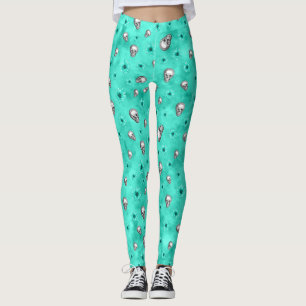 Turquoise Skulls and Sunflower Series Design 3 Leggings