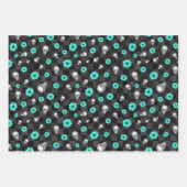 Turquoise Skulls and Sunflower Series Design 5 Inpakpapier Vel (Voorkant 2)