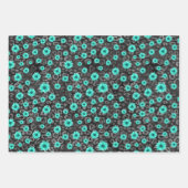 Turquoise Skulls and Sunflower Series Design 5 Inpakpapier Vel (Voorkant)