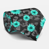 Turquoise Skulls and Sunflower Series Design 5 Stropdas (Opgerold)