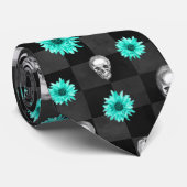 Turquoise Skulls and Sunflower Series Design 7 Stropdas (Opgerold)