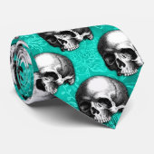 Turquoise Skulls and Sunflower Series Design 8 Stropdas (Opgerold)