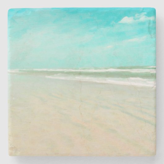 Turquoise Sky Beach Seascape Stenen Onderzetter (Voorkant)