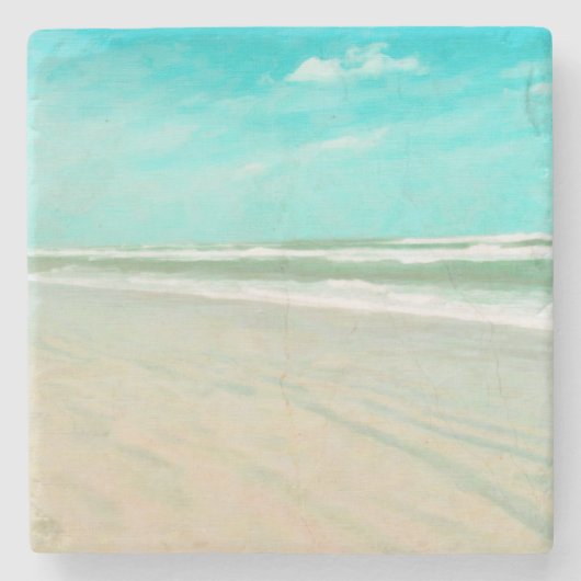 Turquoise Sky Beach Seascape Stenen Onderzetter (Voorkant)