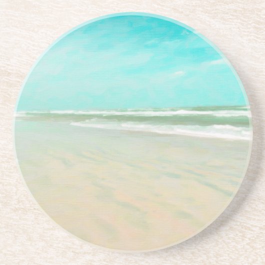 Turquoise Sky Beach Seascape Zandsteen Onderzetter (Voorkant)
