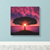 Turquoise Sky Tree Sunset Canvas Print (Insitu (Houten vloer))