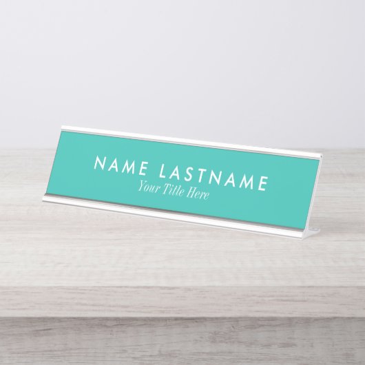 Turquoise Sleek Simple Custom Desk Name plate Bureau Naambordje (Voorkant)