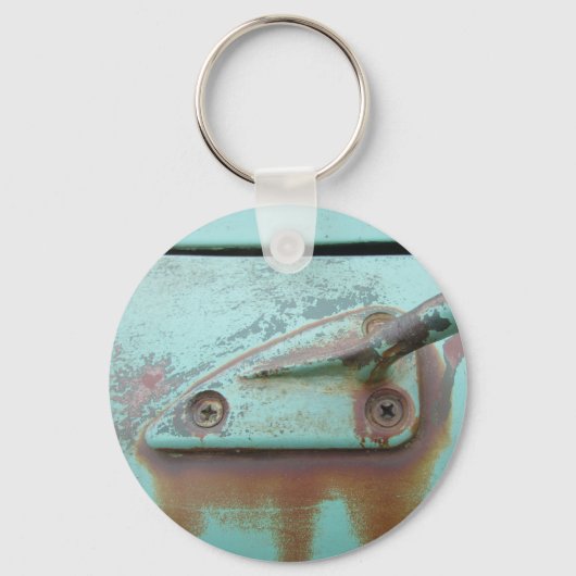 Turquoise-Sleutelhanger met vintage-afbeelding Sleutelhanger (Voorkant)