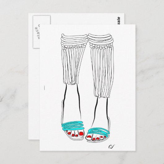 Turquoise Slippers Briefkaart (Voorkant / Achterkant)