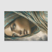 Turquoise Sluier Portret Decoupage Tissuepapier (Voorkant)