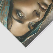 Turquoise Sluier Portret Decoupage Tissuepapier (Detail)
