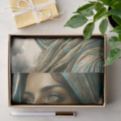 Turquoise Sluier Portret Decoupage Tissuepapier (Geschenk)