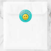 Turquoise Smiley Thank You Business Sticker  (Tas)