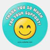 Turquoise Smiley Thank You Business Sticker  (Voorkant)