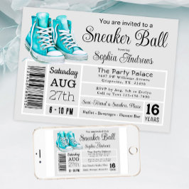 Turquoise Sneaker Ball Verjaardagsfeestje Schoen L Kaart