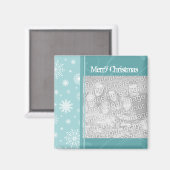 Turquoise Sneeuw Vrolijk Kerstmis Foto Magneet (Voorkant / Achterkant)