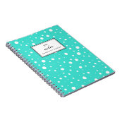 Turquoise sneeuwval patroon gepersonaliseerd notitieboek (Rechterzijde)