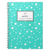 Turquoise sneeuwval patroon gepersonaliseerd notitieboek (Voorkant)