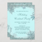 Turquoise Sneeuwvlok Kerstfeest Partij Kaart (Voorkant / Achterkant)