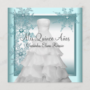 Turquoise Sneeuwvlok Winter Wonderland Quinceanera Kaart