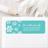 Turquoise sneeuwvlokken Gepersonaliseerde Adreseti Etiket (Insitu)