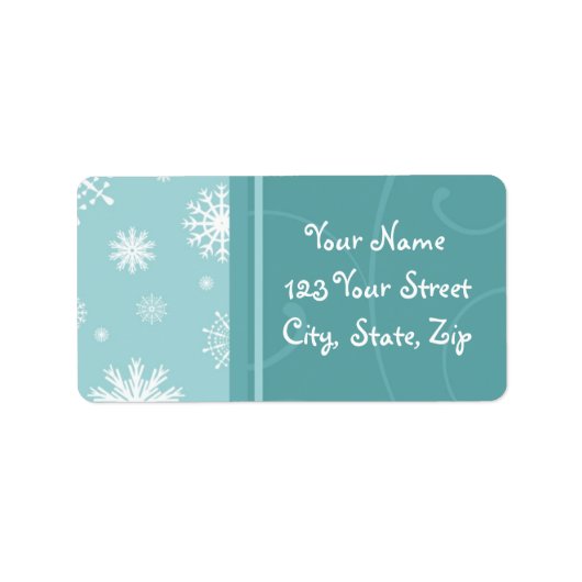 Turquoise Sneeuwvlokken Kerst Adresetiketten Etiket (Voorkant)
