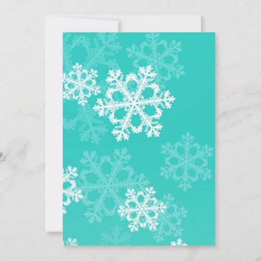 Turquoise Sneeuwvlokken Kerst huwelijksuitnodiging Kaart (Achterkant)